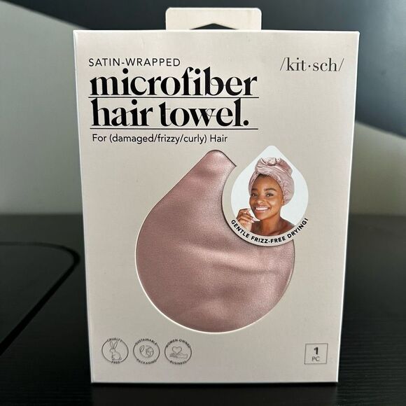 Kitsch Satin-Wrapped Hair Towel in Blush - Picture 3 of 6